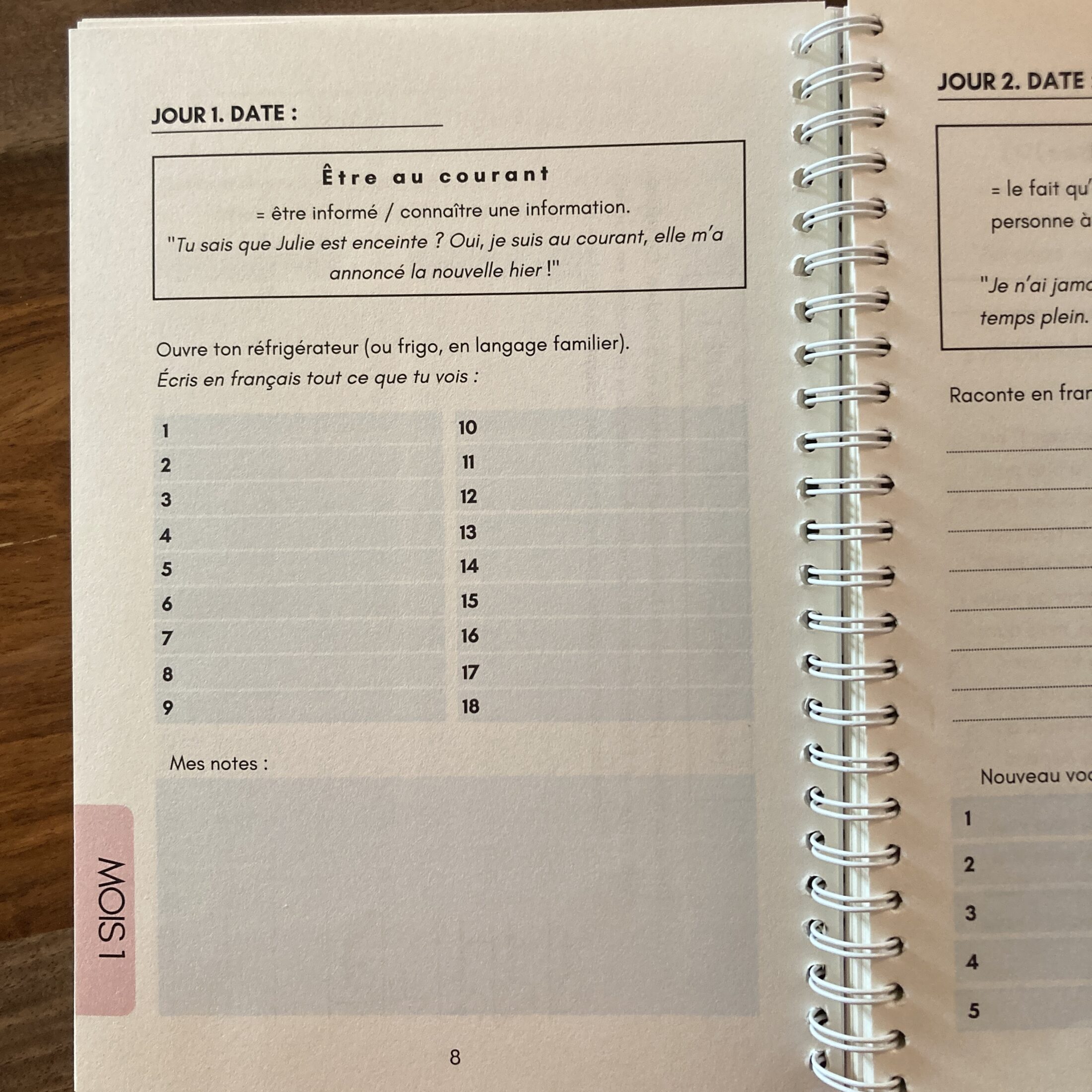 Weekly Planner and Notebook, french